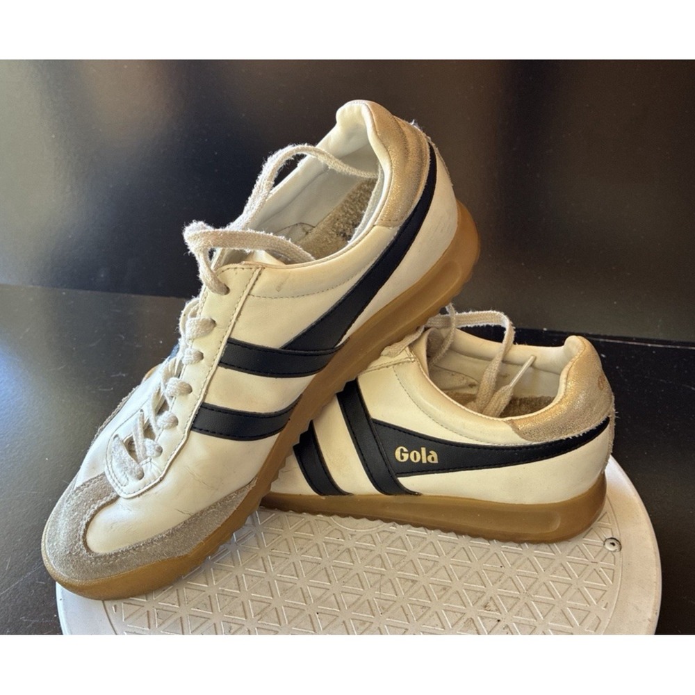 Gola Cyclone Leather Sneaker White Black Gum CLB622 Shoes 7.5W